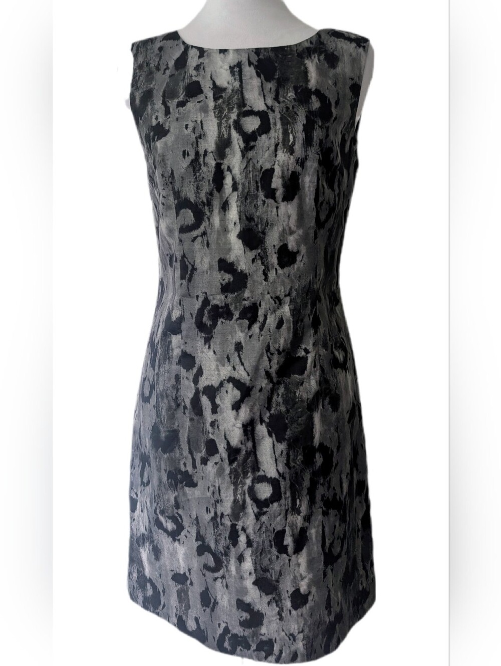Marella Abstract Weave Greyscale Sleeveless Shift Dress -S-